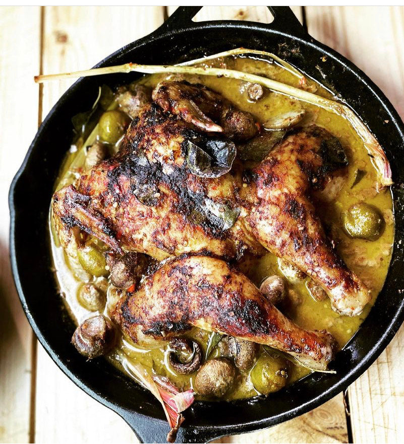 njh Thai one pot roast chicken with mushrooms, potatoes and spinach – notjusthot - sauces and more